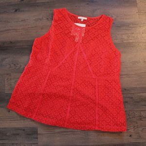 😊 B Skies Are Blue Coral Peplum Laser Cut Sleeveless Top